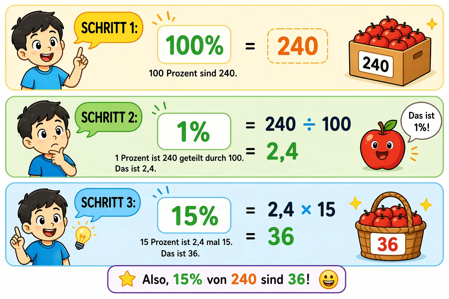 Wie berechnet man Prozente mit dem Dreisatz